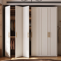 Armoire pleine hauteur à porte battante, style rétro français, color-block, pour chambre à coucher, simple et moderne, en bambou fini