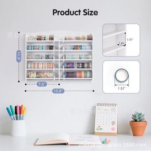 Washi Tape Organizer Wooden <b>Shelf</b> Multi Layer <b>Wall</b> <b>Mounted</b> Storage Rack For Office Desk Craft Supplies - Product Image 4