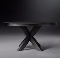 Table à manger ronde minimaliste en bois massif de style français RH, fabriquée à la main et sur mesure pour la salle à manger