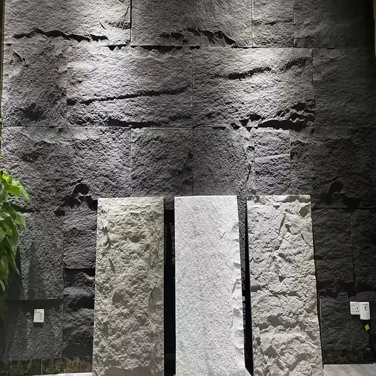 Home Decoration PU Cultural Stone Dark Grey Simulation Polyurethane Stone Panel