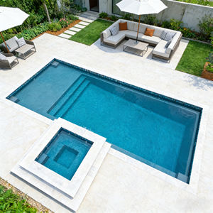 Piscina de Fibra de Vidrio Enterrada para Villa con Spa y Área de Descanso Poco Profunda, Piscina Exterior de Lujo - Product Image 1
