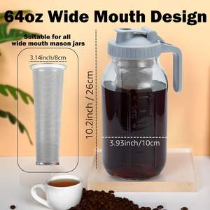 <span class=keywords><strong>Cafetière</strong></span> à infusion froide 64oz pichet d'infusion froide avec <span class=keywords><strong>filtre</strong></span> super dense en acier inoxydable 3 étapes café à infusion froide classique - Product Image 2