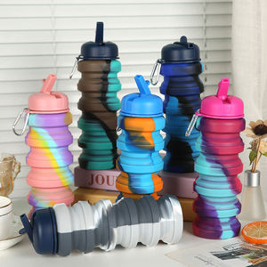 Bouteille d'eau pliable en silicone de qualité alimentaire, étanche, pour la vente en gros, idéale pour les voyages, personnalisable - Product Image 1