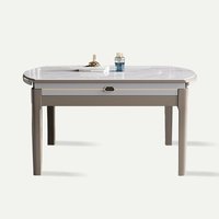 Salon moderne Dalle de roche Table à manger télescopique en bois massif Table à manger minimaliste pliante pour 6-8 places