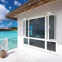 Ventana Abatible Moderna de Aleación de Aluminio Resistente al Viento para Villa con Vidrio Templado