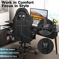 Chaise de jeu robuste et confortable pour ordinateur, inclinable, design racing élégant, pour joueurs adultes