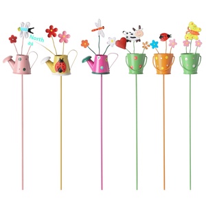 Poteau de jardin en fer créatif en forme de seau, décoration de pelouse pour espaces extérieurs, jolis pots de fleurs et vases en fer forgé, marque <span class=keywords><strong>KCH</strong></span>, intérieur/extérieur - Product Image 1