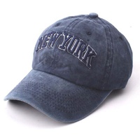 Alibaba vintage pigmento desteñido desgastado lavado algodón no estructurado personalizado 3D puff bordado 6 paneles gorra de béisbol Nueva York