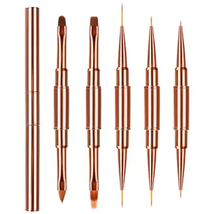 Double-Ended Nail Art Liner Brushes 3D Nail Art Decorations Fine Striper Nail Brush for Long Lines Thin Details Fine Drawing