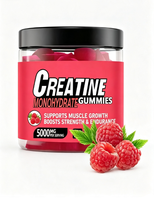 OEM 60 Gummies à la saveur framboise, créatine monohydrate, gummies pour le soin des muscles, soutien à la force, complément alimentaire