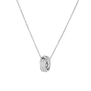 La collana da donna con doppio anello portafortuna della famiglia Shi, con perline intrecciate e catena a clavicola con elemento <span class=keywords><strong>Swarovski</strong></span>, è un regalo. - Product Image 2
