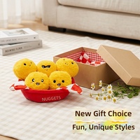 Lot de 5 Peluches amusantes en forme de poulet, avec expressions de dessin animé, pour le soutien émotionnel, avec panier, cadeau créatif en peluche sur le thème de la nourriture