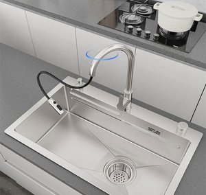 Évier de cuisine en acier inoxydable à cuve unique, grand évier à montage sous plan, bac à laver la vaisselle et les légumes - Product Image 4