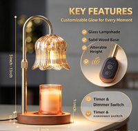 Lampe chauffe-bougie avec minuterie : Réglable en hauteur, intensité variable, chauffe-bougie réglable - Forme de fleur