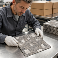 Carreaux de mosaïque autocollants aspect pierre carrée, métal brossé mélangé, décoratifs pour crédence murale
