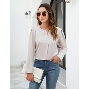 Blusa Elegante de Satén para Mujer, Manga Larga, para Trabajo, Informal, Elegante, Antiarrugas, para Negocios - Product Image 4