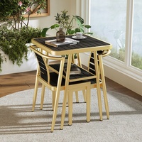 Ensemble table et chaises en alliage d'aluminium pour balcon, cour, extérieur, empilable, design minimaliste moderne, imperméable, villa, jardin