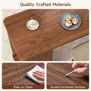 Table d'îlot de cuisine moderne en bois SENYU avec étagère de rangement et porte-bouteilles, forme rectangulaire, design mi-siècle pour salle à manger - Product Image 5