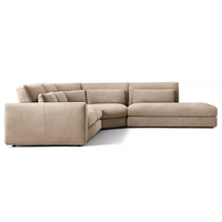 Canapé modulaire Lugano en cuir véritable pour salon de villa, fabrication artisanale avec mousse haute densité