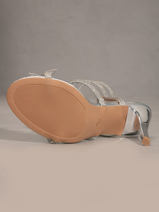 <span class=keywords><strong>Sandalias</strong></span> <span class=keywords><strong>de</strong></span> Tacón Alto con Correa en el Tobillo y Adorno <span class=keywords><strong>de</strong></span> Mariposa con Pedrería, para Mujer, Verano, Aire Libre, Sexy, 9 cm, Plata/Negro/Dorado/Champán - Product Image 5