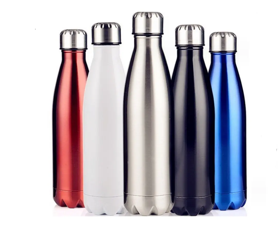 2023 nouveau 500ml double paroi isolé sous vide en acier inoxydable thermos fiole à vide gonflement cola forme sport bouteille d'eau