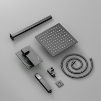 Ensemble de douche en acier inoxydable noir, système de douche mural, mélangeur de baignoire de salle de bain, robinet de douche à pluie de 10 pouces, céramique