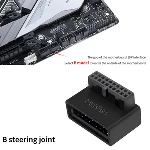 TISHRIC USB 3.0 19 Pin 20 Pin Male to Female Extension Adapter 90 Degree Converter Mainboard Connector Socket Accessories