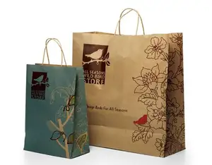 Sacs en papier kraft brun blanc avec votre propre logo, sac à provisions en papier avec logo, sac en papier kraft sacs en papier personnalisés avec poignées