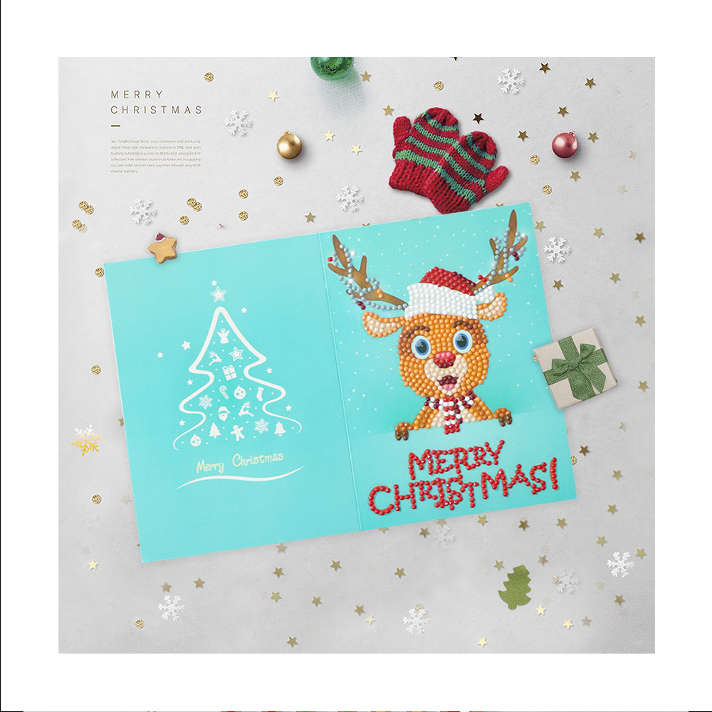 New design custom christmas greeting gift cards diy 5D diamond painting for kids