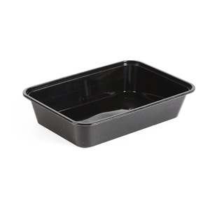 Black <b>Plastic</b> <b>Lunch</b> <b>Box</b> 650ml Rectangle Microwaveable Takeaway Container For Street Vendors - Product Image 3