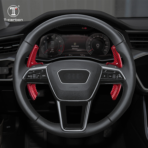 Volant en fibre de carbone avec palettes de changement de vitesse en carbone forgé, type adhésif, compatible avec <span class=keywords><strong>Audi</strong></span> A4 A6 A7 B9 de 2020, palettes de changement de vitesse T-carbon - Product Image 3