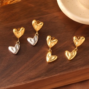 Pendientes de aleación de zinc en forma de corazón, colores mezclados para mujer, regalo, joyería de moda - Product Image 2