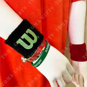 Bandeau de sport unisexe en coton brodé coloré avec logo personnalisé pour enfants, été/hiver, serviette absorbante, support de poignet pour le tennis - Product Image 4