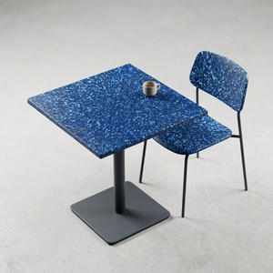 Table basse carrée moderne en marbre avec base en métal noir, design minimaliste, meubles de salon - Product Image 5