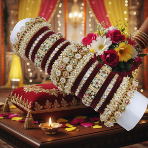 PADMAWATI BANGLES PRIVATE LIMITED High Quality Luxury Tungsten Gold Plated Multi Color Indian Traditional Women's Wedding Party - Product Image 3