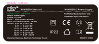Adaptateur d'alimentation USB-C PD3.1 140W GaN médical IEC60601 pour PC industriel, station de travail IA, ordinateur portable de jeu, audio AV et PoE