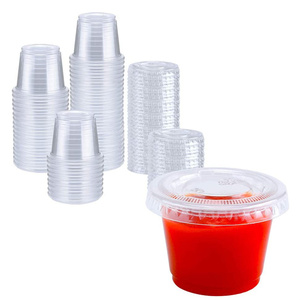 Clear Plastic Disposable Portion Cups with Lids Souffle Cups Condiment Cups Jello Shots Small Plastic Containers