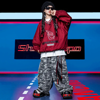 Costume de danse hip-hop pour enfants, sweat-shirt marron, pantalon cargo camouflage, ensemble baggy pour filles et garçons, tenue de scène
