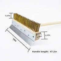 Brosse de nettoyage pour four et pelle à pizza 10 pouces, à suspendre, pour usage domestique, avec manche en bois et racloir en laiton inoxydable, direct usine
