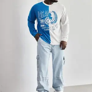 Sudadera con capucha personalizada para hombre, Nueva york, OEM, logotipo de manga larga, estampado gráfico, color block
