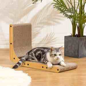 Rascador para Gatos de Madera de Alta Densidad, Diseño en Forma de L con Juguete de Bola - Product Image 2