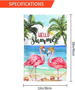 <span class=keywords><strong>Drapeau</strong></span> de jardin tropical hawaïen Hello Summer Flamingo Beach, 30,48x45,72 cm, double face, vertical, décoration de vacances en plein air - Product Image 3