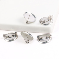 15/20/25/30/35mm barre ronde porte-broche Cabochon réglage blanc lunette plateau broche plat rond fermoirs épinglette disque Base Pad