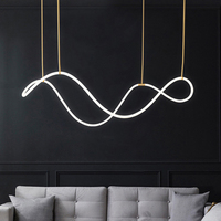 Lustres linéaires AB au design moderne et créatif, avec quincaillerie dorée, hauteur réglable, design ondulé artistique, suspension LED pour restaurant, économe en énergie