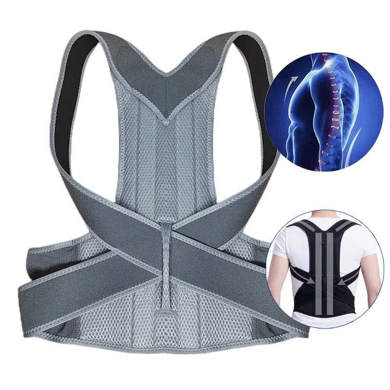 OEM ODM Unisex Cinturón de soporte de hombro ajustable Corrector de postura cómodo-Sujeción de espalda ajustable médica