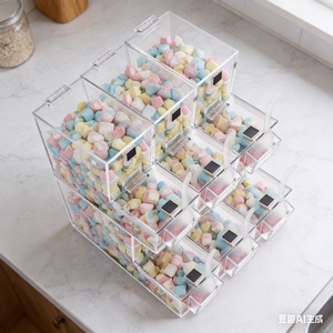 3 Tier for Modern Acrylic Candy Display Case & Storage Bin Box - Product Image 3