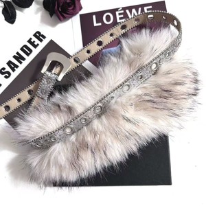<span class=keywords><strong>Ceinture</strong></span> pour <span class=keywords><strong>femme</strong></span> en fourrure <span class=keywords><strong>argentée</strong></span> ornée de strass, <span class=keywords><strong>ceinture</strong></span> brillante en peluche, nouvelle <span class=keywords><strong>ceinture</strong></span> tendance Y2K polyvalente avec boucle à ardillon et œillets - Product Image 3