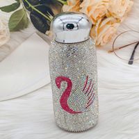 Mug Termal Stainless Steel 304 Berhias Berlian, Cangkir Terisolasi untuk Wanita dan Anak-anak, Tahan Panas 6-12 Jam