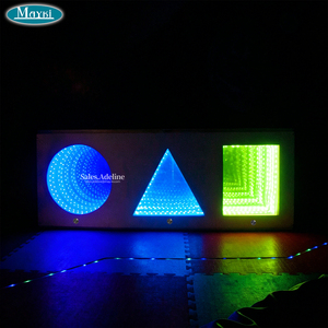 Panel de Pared Sensorial Interactivo con Espejo Infinito 3 en 1, Espejo Profundo LED con Cambio de Color RGB, Juguete para <span class=keywords><strong>Terapia</strong></span> del Autismo - Product Image 3