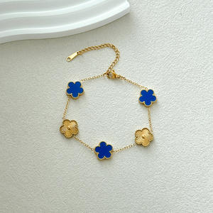 Pulsera Original de Oro de 14K con Trébol de Cuatro Hojas, Se Puede Solicitar el Catálogo de <span class=keywords><strong>Van</strong></span> <span class=keywords><strong>Cleef</strong></span> al Vendedor - Product Image 4